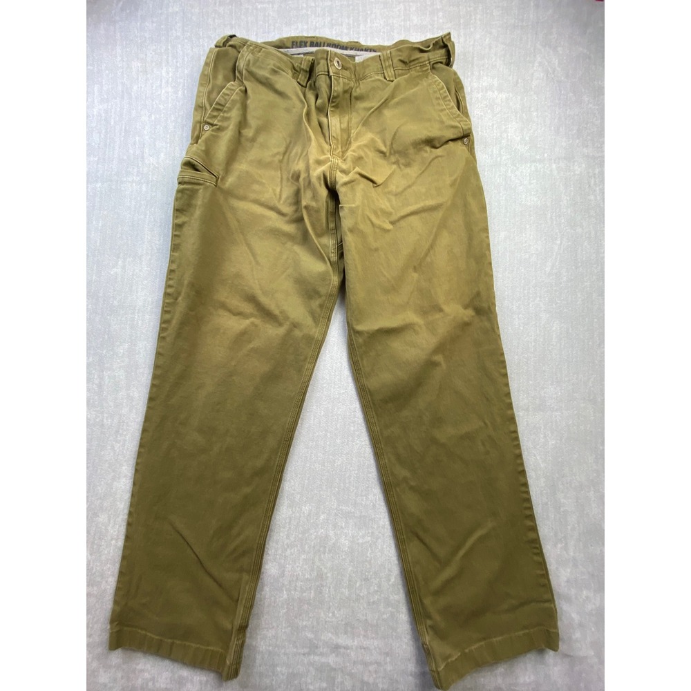 Duluth Trading Co Flex Ballroom Khakis Relaxed Fit Mens 34x32 Green Work Pants
